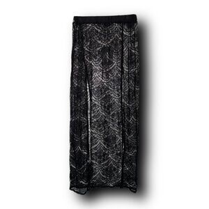 NWT PrettyLittleThing Black Lace Split Front Maxi Festival Beach Skirt